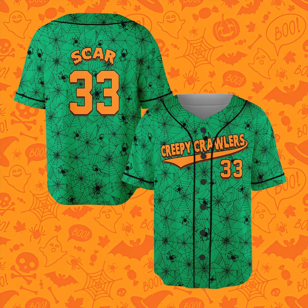 Personalized Spooky Season Halloween Baseball Jersey HG , Custom Name Number Baseball Jersey HG Spooky Halloween, Halloween Jersey HG Party Matching - Image 2