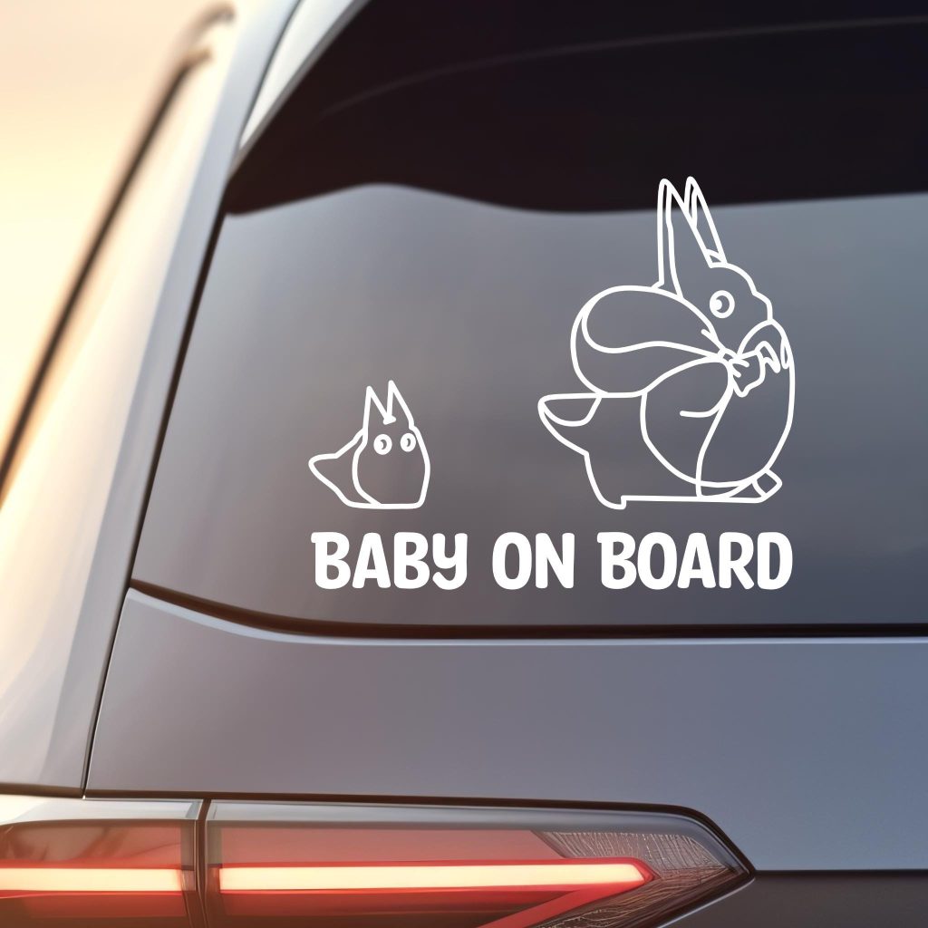 Anime Ghibli My Neighbor Totoro Chu and Chibi Baby on Board Waterproof Vinyl Car Window Decal Sticker NNA for Parents Unique Baby Gift