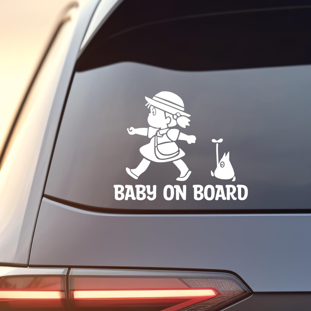 Anime My Neighbor Totoro Ghibli Mei & Chibi Totoro Baby on Board Vinyl Waterproof Car Window Decal Sticker NNA for Parents Unique Gift
