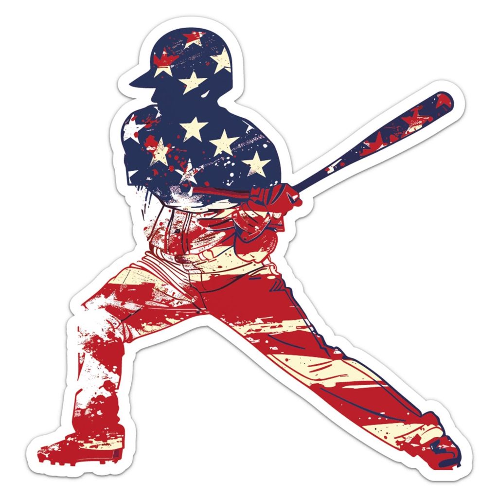 Patriotic American Flag Baseball Sticker NNA Car Bumper Vinyl Decal