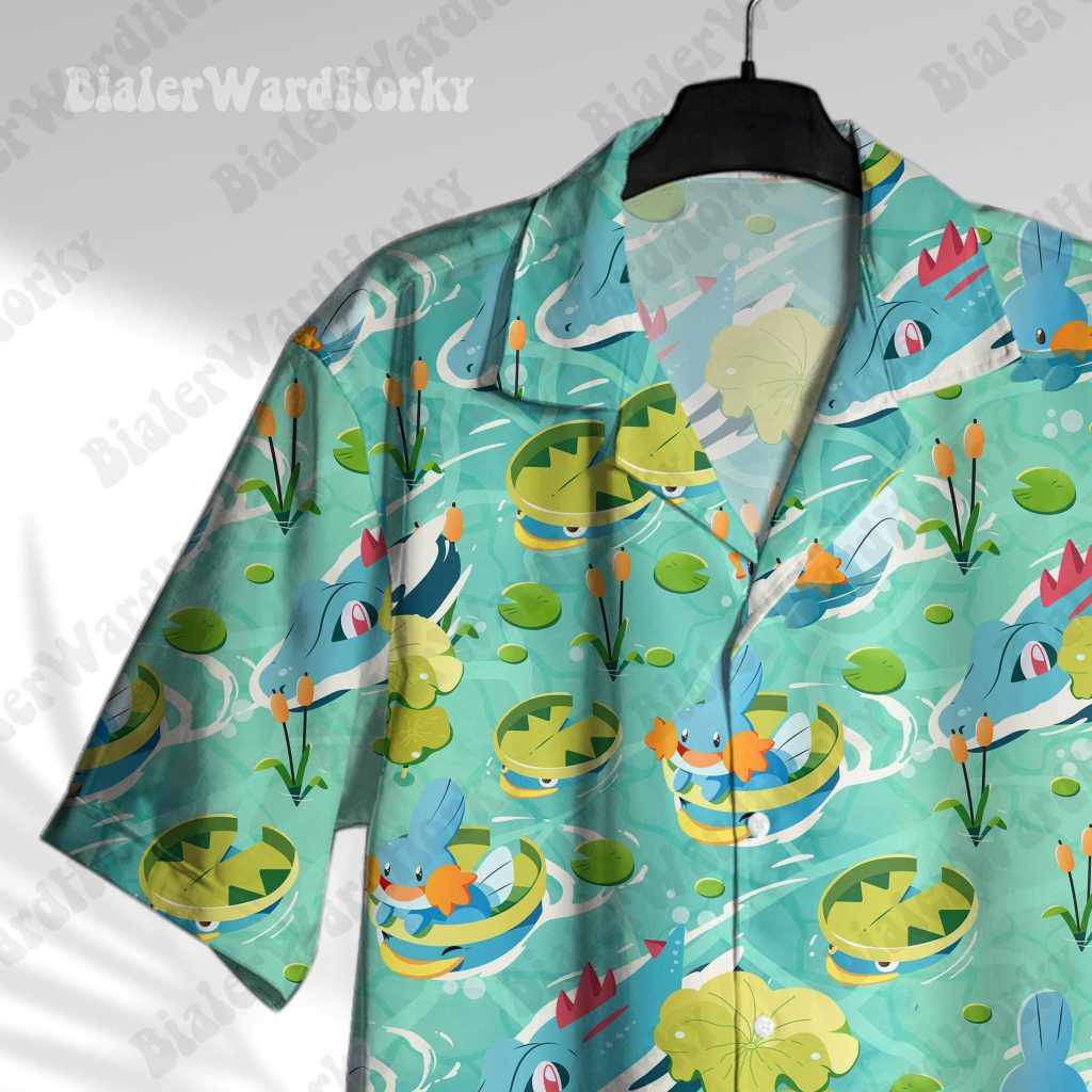 Water Character Hawaiian Shirt HG : Mudkip Anime Aloha Shirt HG
