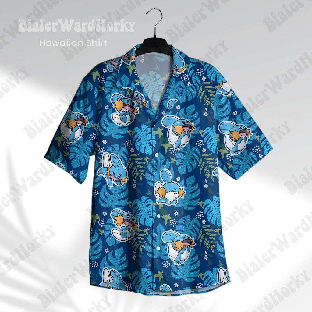 Mudkip Hawaiian Shirt HG : Water Type Aloha Anime Shirt HG Tropical Gift