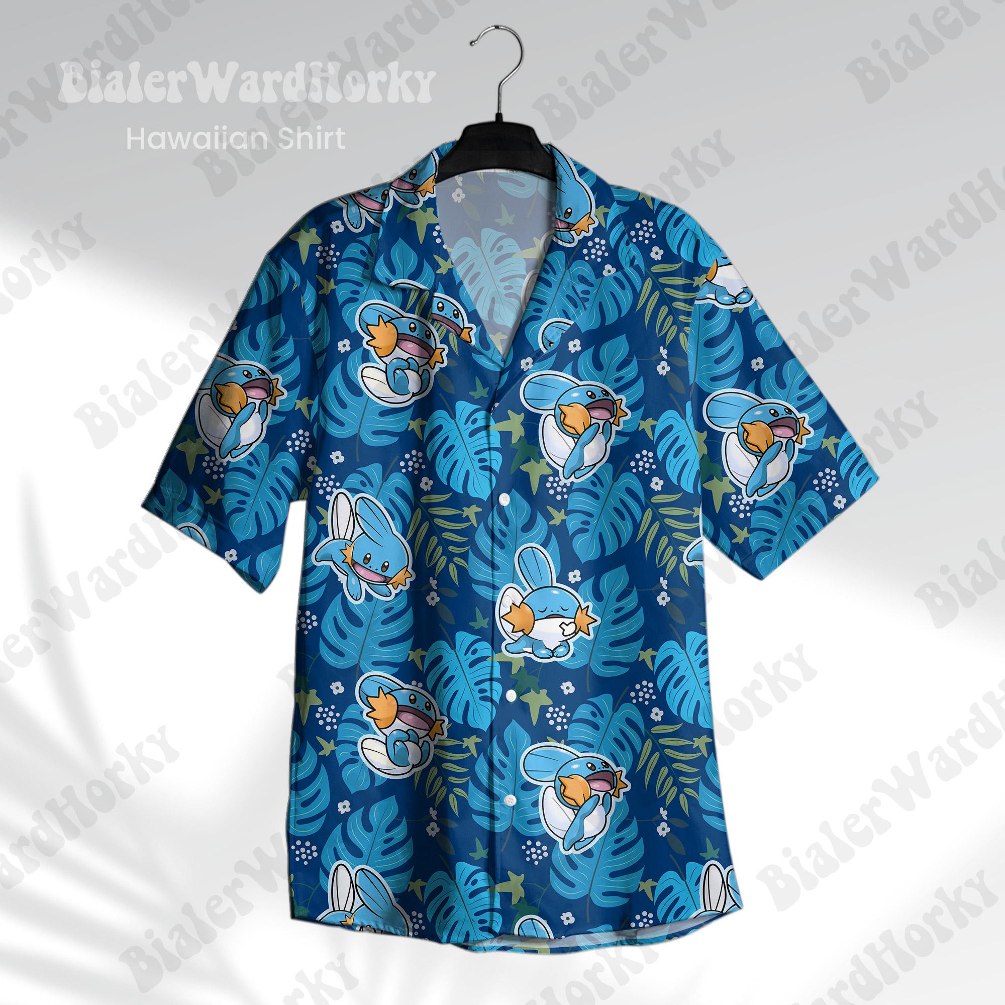 Mudkip Hawaiian Shirt HG : Water Type Aloha Anime Shirt HG Tropical Gift