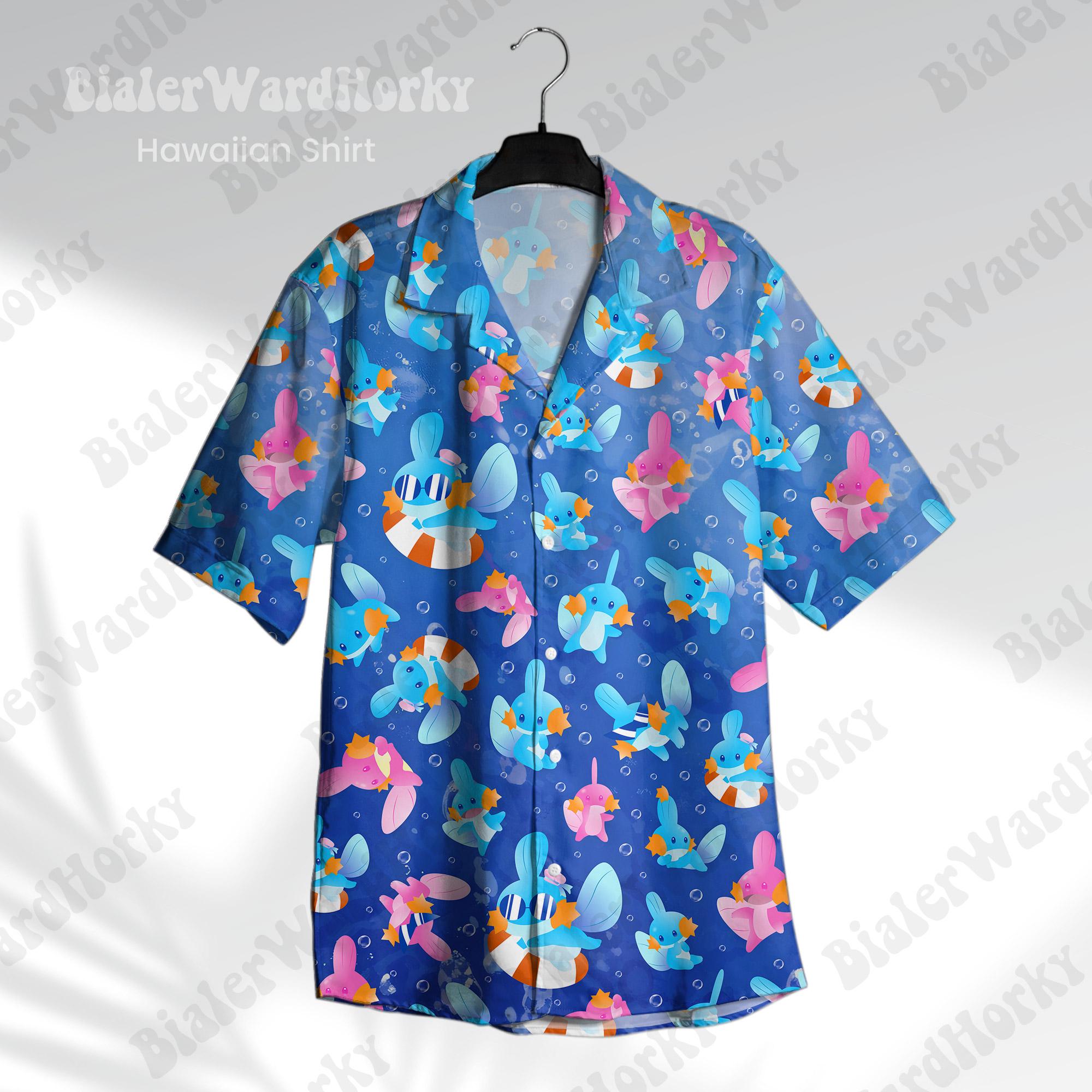 Mudkip Hawaiian Shirt HG : Water Type Tropical Anime Aloha Shirt HG - Image 2