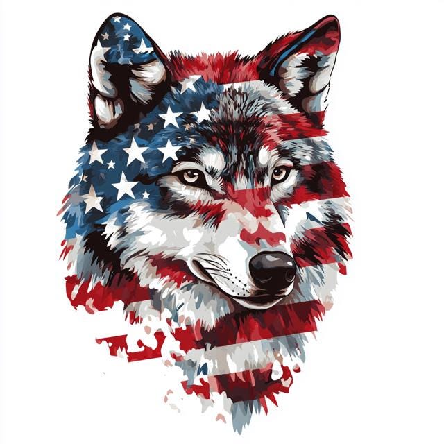 American Flag Patriotic Animal Decal for Cars America Freedom Design Military 4th of July Veteran Gift. American Wolf Eagle Bison Bear NNA