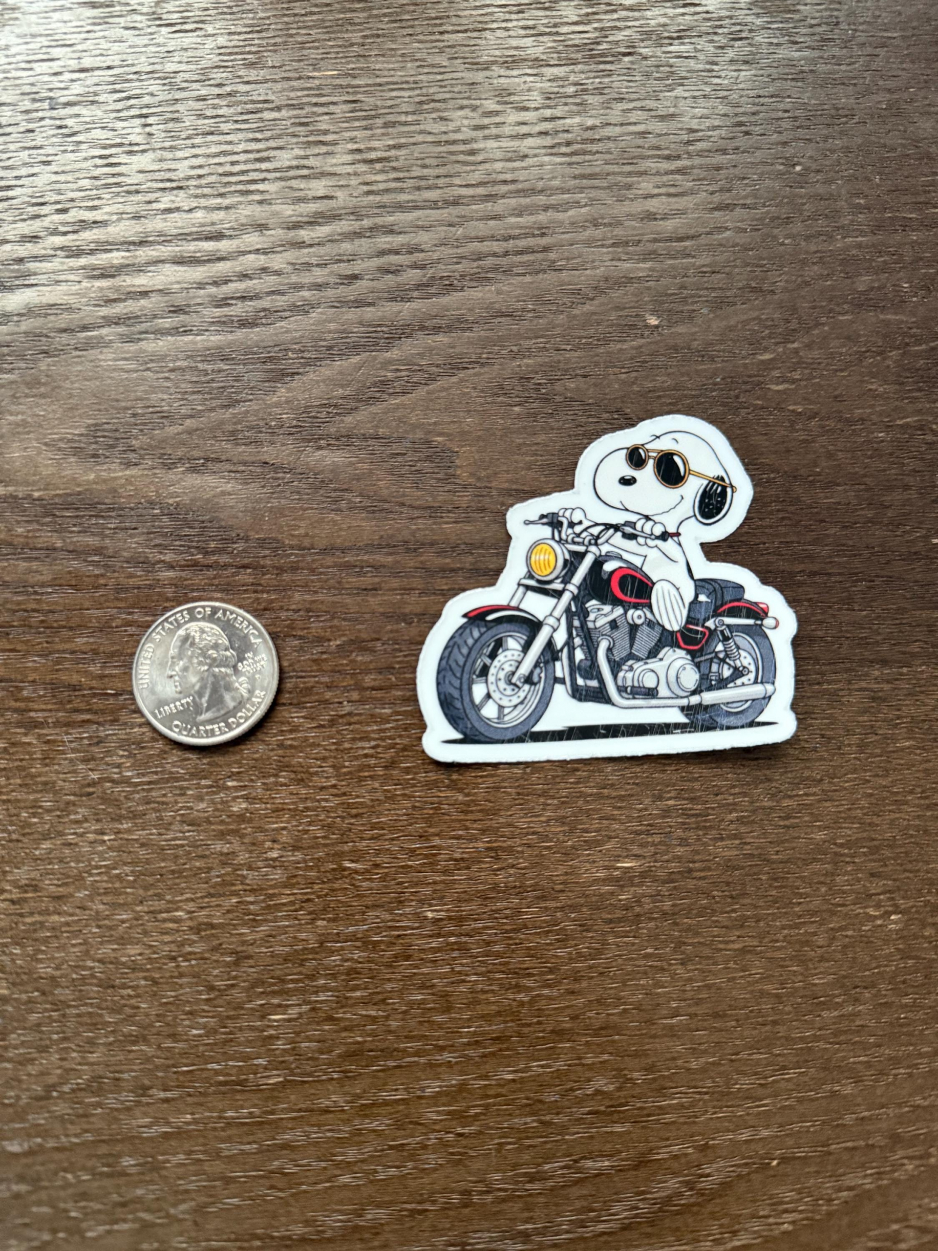 Snooop Motorcycle Rider Sticker NNA | Peanuts Biker Dog Decal | Cool Chopper Art | Cartoon Motorcyclist Vinyl | Snooop Gift |For Stanley Yeti - Image 2