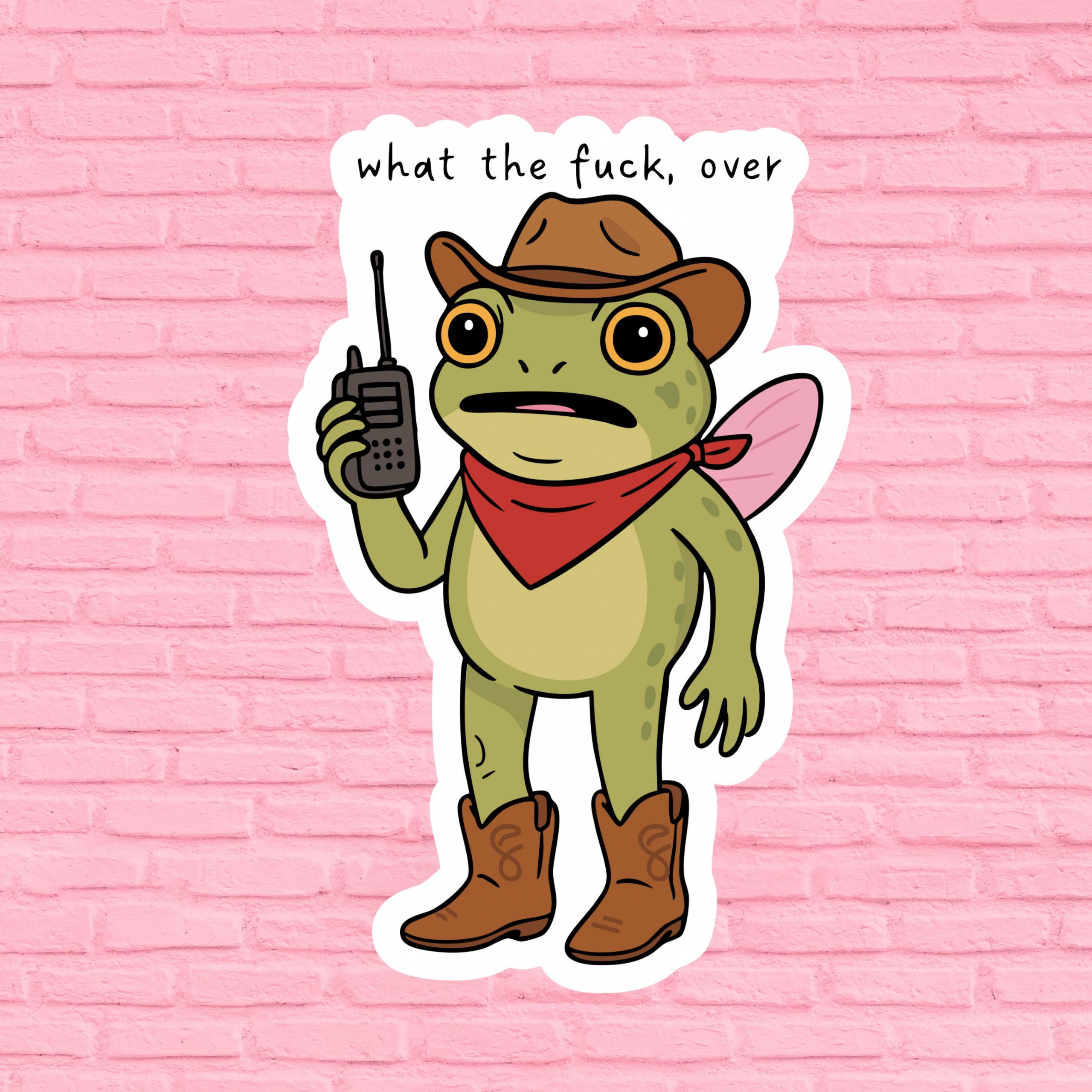 What the F#ck Over. Cowgirl Frog Vinyl Sticker NNA: - Image 2