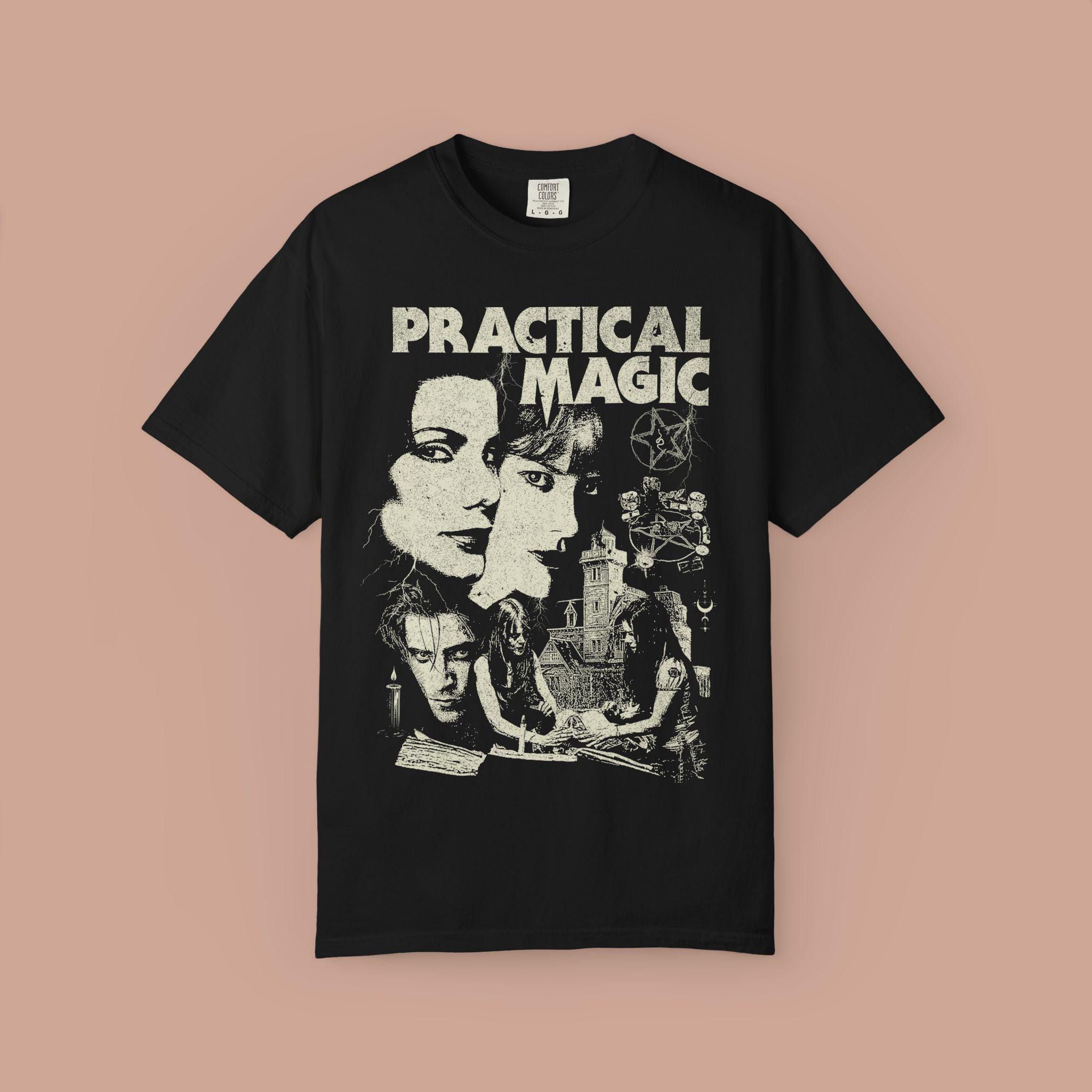 Practical Magic Vintage Witch Graphic Tee | Rom Com Horror Movie Shirt Gift HFN Shirt - Image 7
