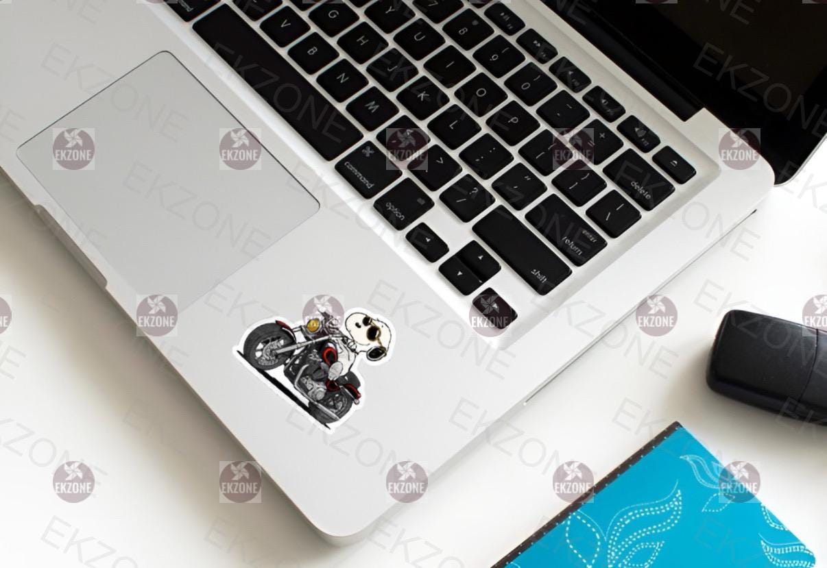 Snooop Motorcycle Rider Sticker NNA | Peanuts Biker Dog Decal | Cool Chopper Art | Cartoon Motorcyclist Vinyl | Snooop Gift |For Stanley Yeti - Image 4