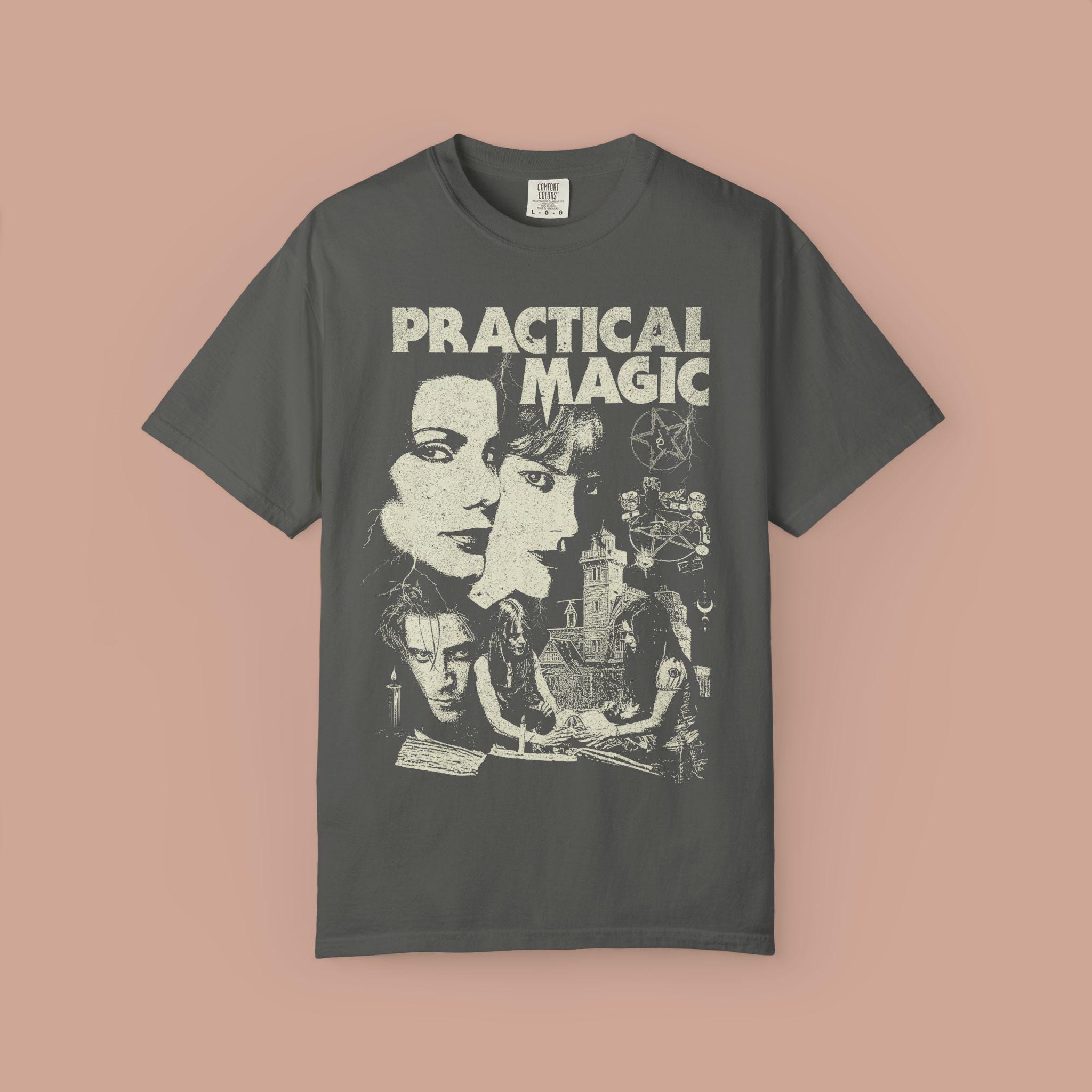 Practical Magic Vintage Witch Graphic Tee | Rom Com Horror Movie Shirt Gift HFN Shirt - Image 4