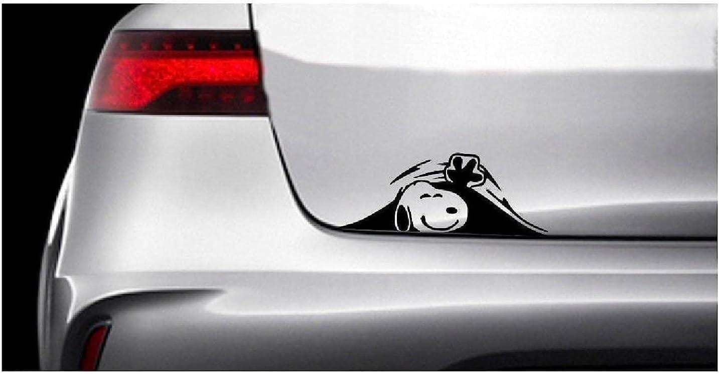 Snopi Peeking Car Decal Black Vinyl Sticker NNA