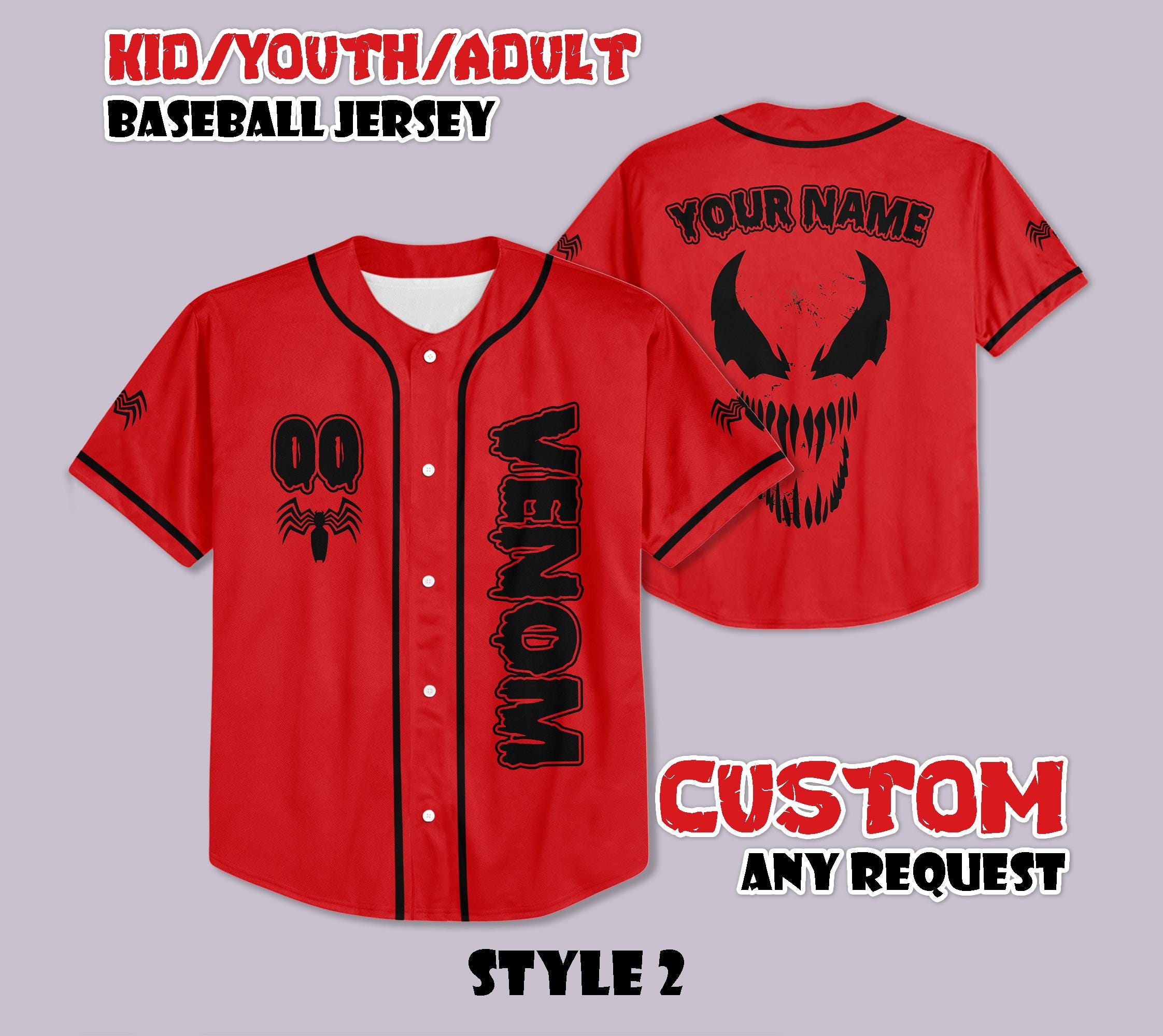 Red Custom Alien Symbiote Baseball Jersey HG , Horror Spooky Season Shirt