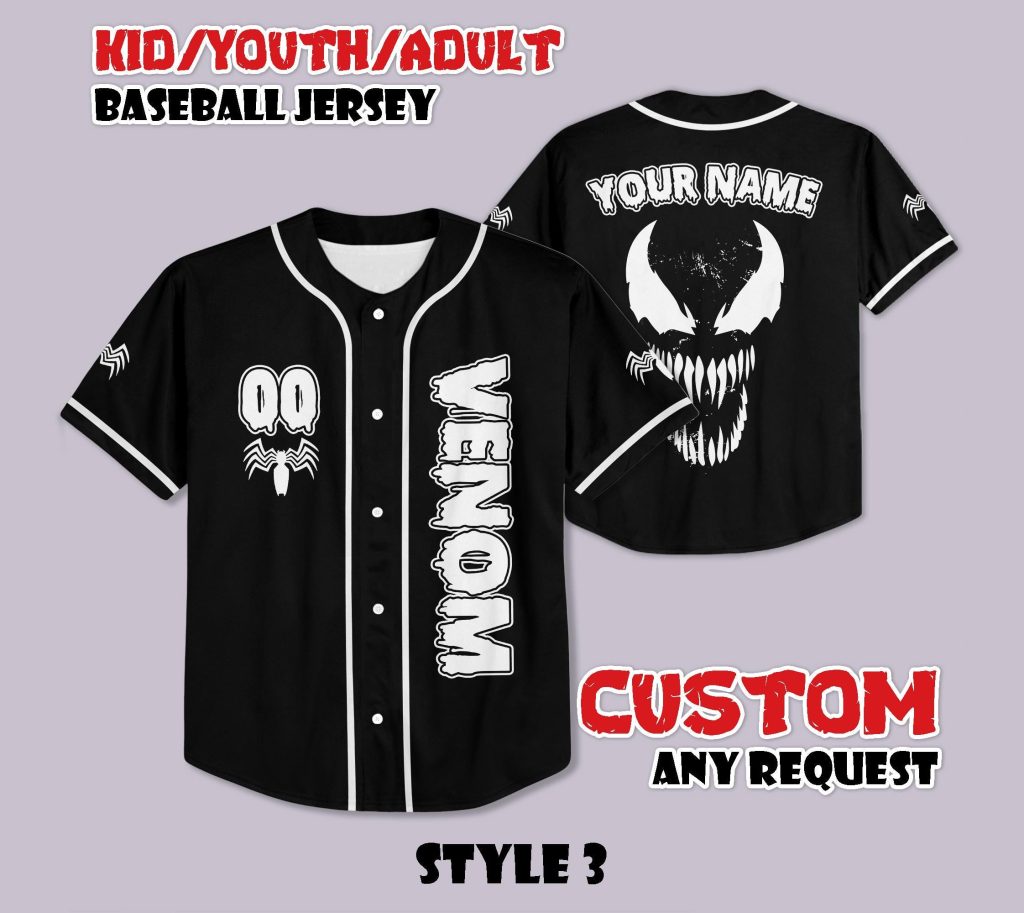 Black Custom Alien Symbiote Baseball Jersey HG , Horror Spooky Season Shirt HG