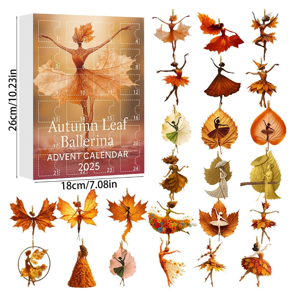 Autumn Leaf Ballerina Advent Calendar HG 2025, 24PCS Fall Fairy Acrylic Ornaments, Whimsical Autumn Dancer Countdown Calendar, Christmas Gift - Image 6