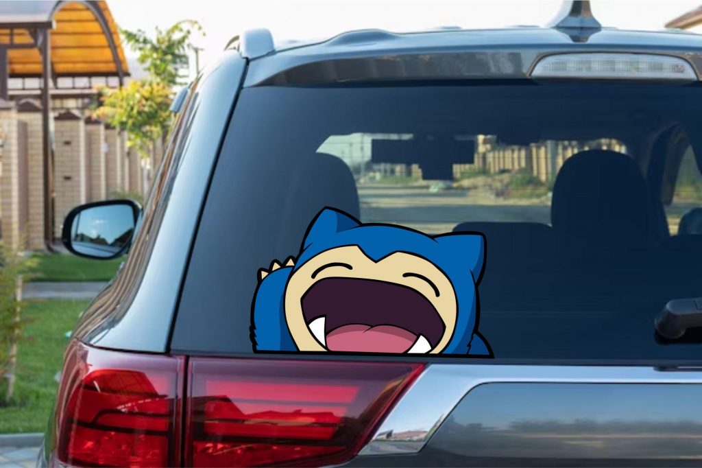 Snorlax Peeking Vinyl Decal: Anime Car Window Sticker NNA