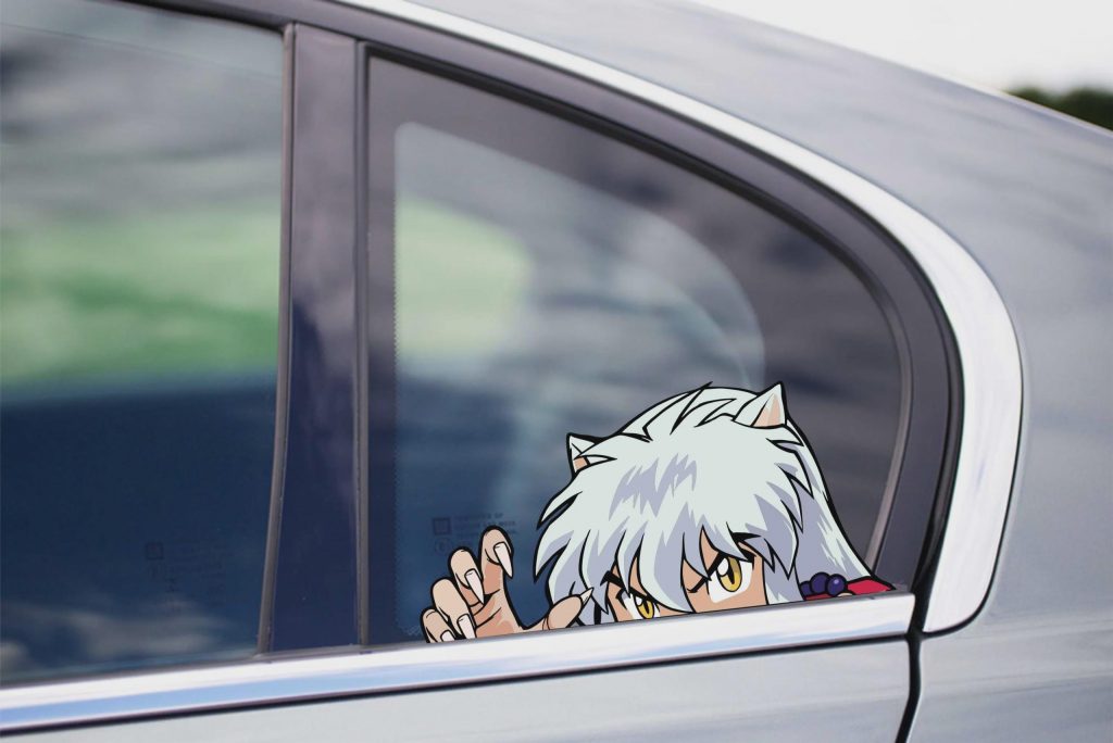 Samurai Inu sword master anime peeking decal peeker peekabo cartoon ninja slay fighter Sticker NNA for cars trucks