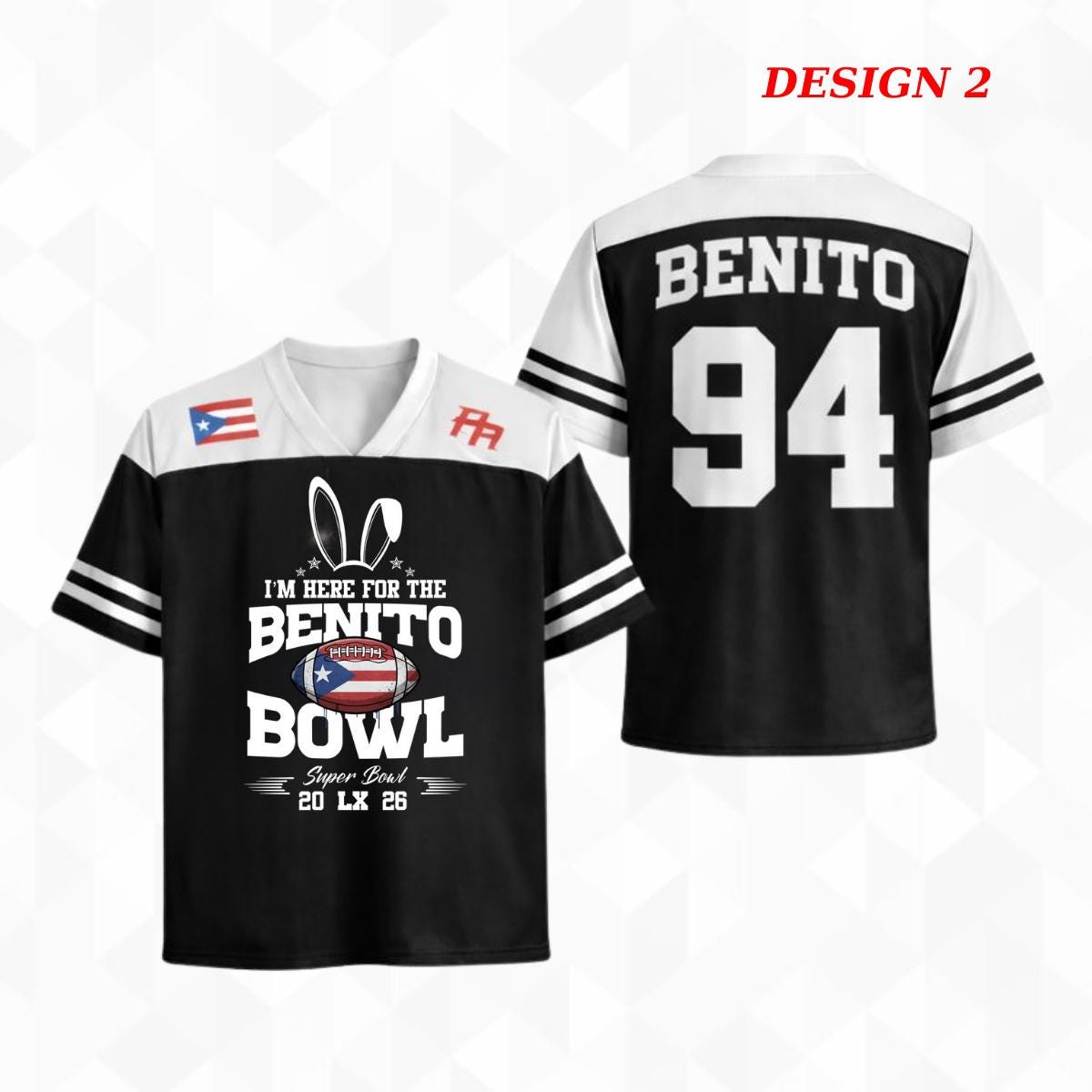Puerto Rican Here For The Benito Football Jersey Mesh Jersey Croptop Sports Shirt HFN - Image 3