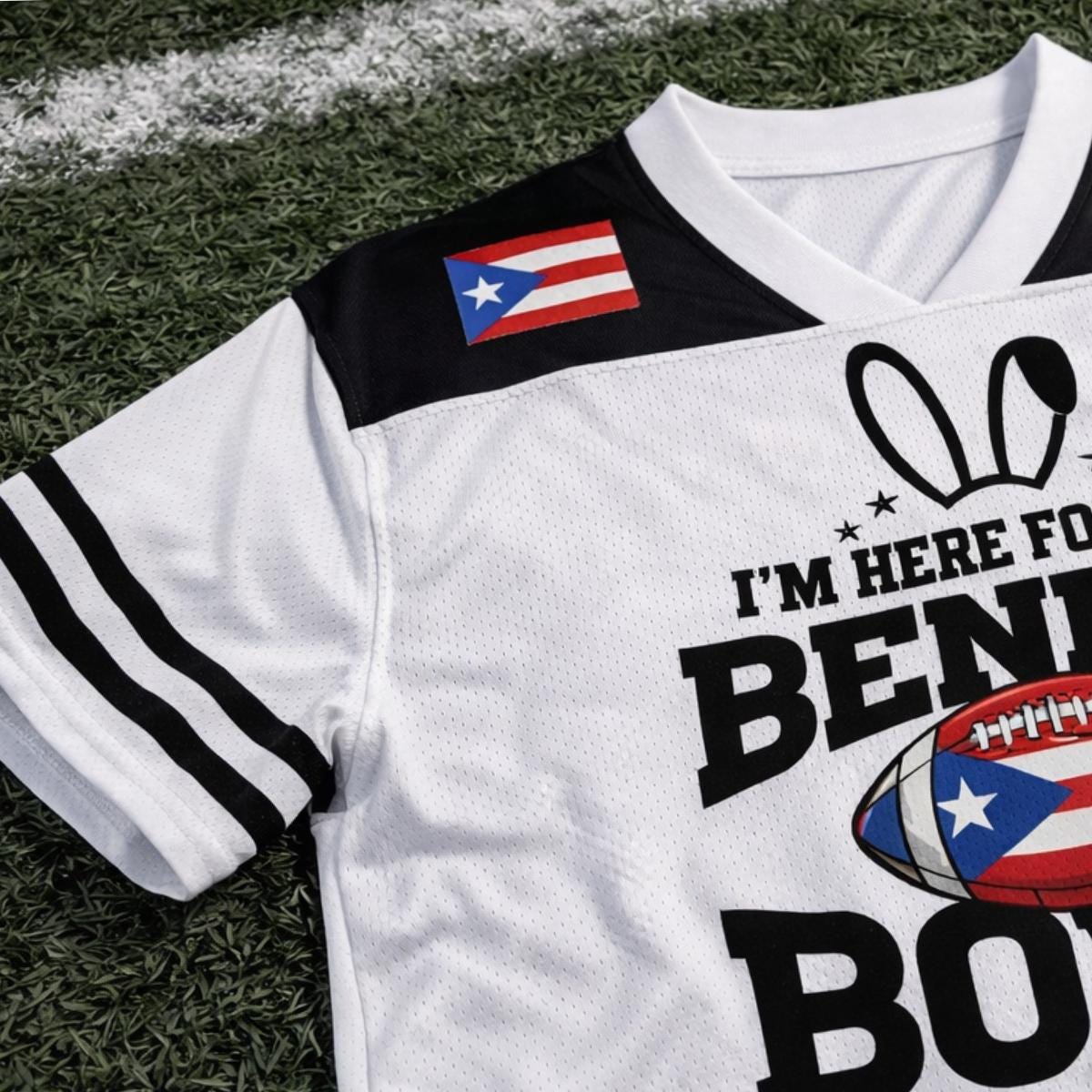 Puerto Rican Here For The Benito Football Jersey Mesh Jersey Croptop Sports Shirt HFN - Image 4