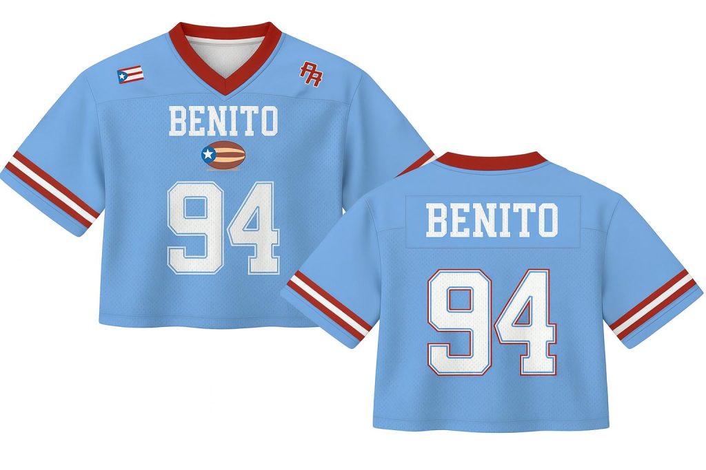 Benito Puerto Rico Flag Football Jersey Mesh Jersey Croptop Sports Shirt HFN