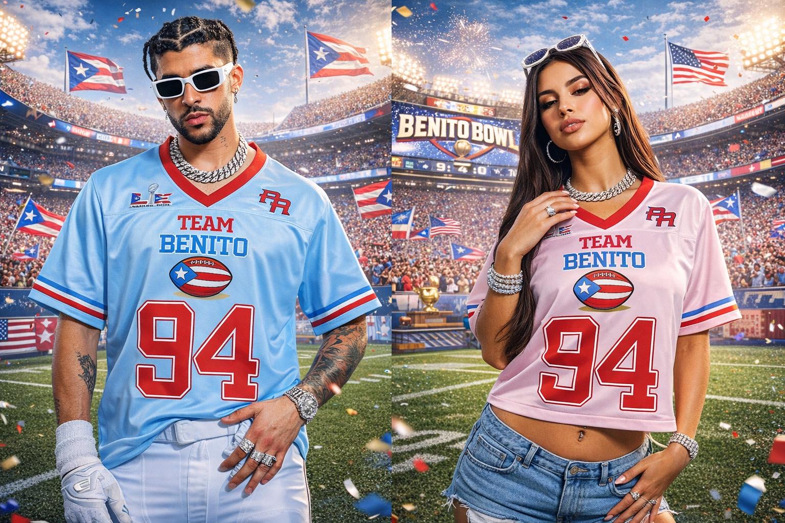 Team Benito 94 Half Time Show Music Concert Outfit Gift Football Jersey Mesh Jersey Croptop Sports Shirt HFN - Image 3