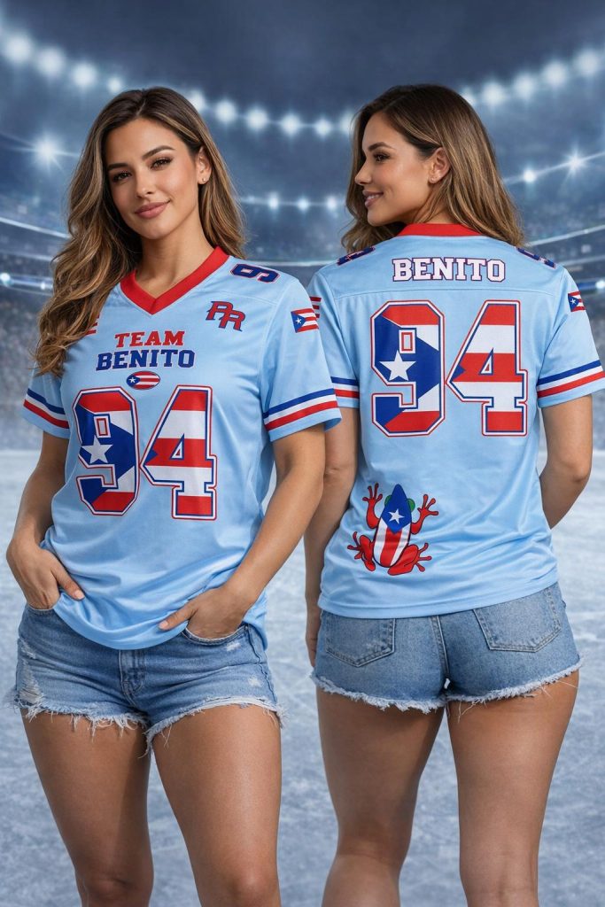 Team Benito 94 Football Jersey Puerto Rico Fan Apparel Halftime Football Jersey Mesh Jersey Croptop Sports Shirt HFN