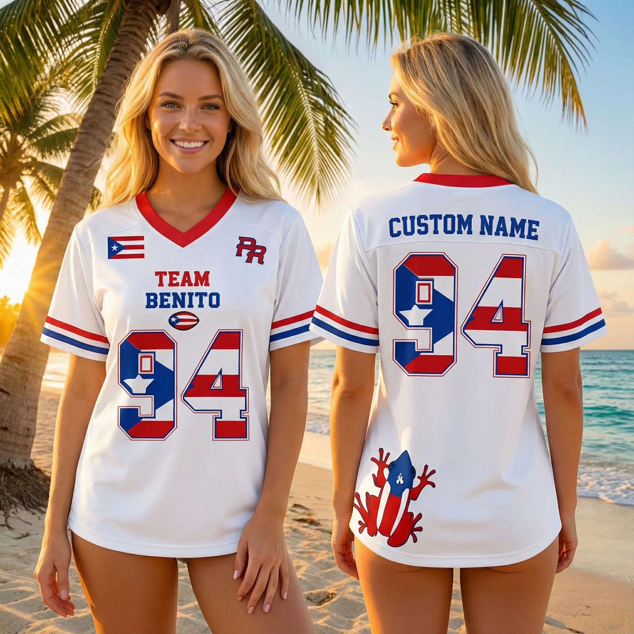 Puerto Rican Team Benito Halftime Fan Football Jersey Mesh Jersey Croptop Sports Shirt HFN