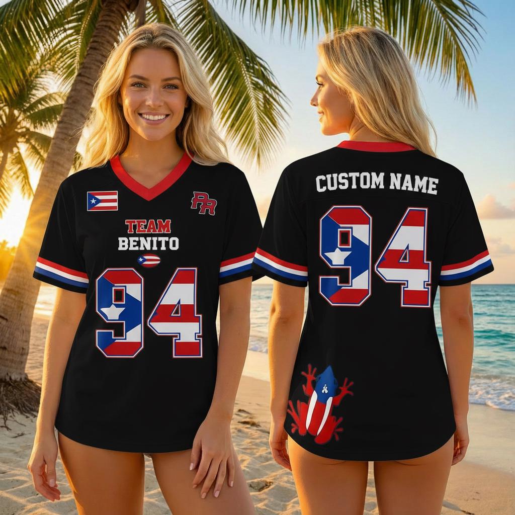Puerto Rican Team Benito Halftime Fan Football Jersey Mesh Jersey Croptop Sports Shirt HFN - Image 2
