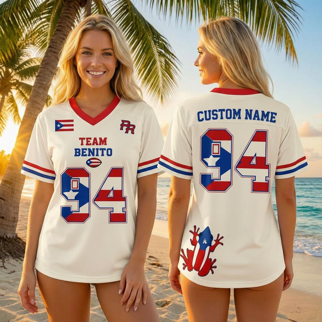 Puerto Rican Team Benito Halftime Fan Football Jersey Mesh Jersey Croptop Sports Shirt HFN - Image 3