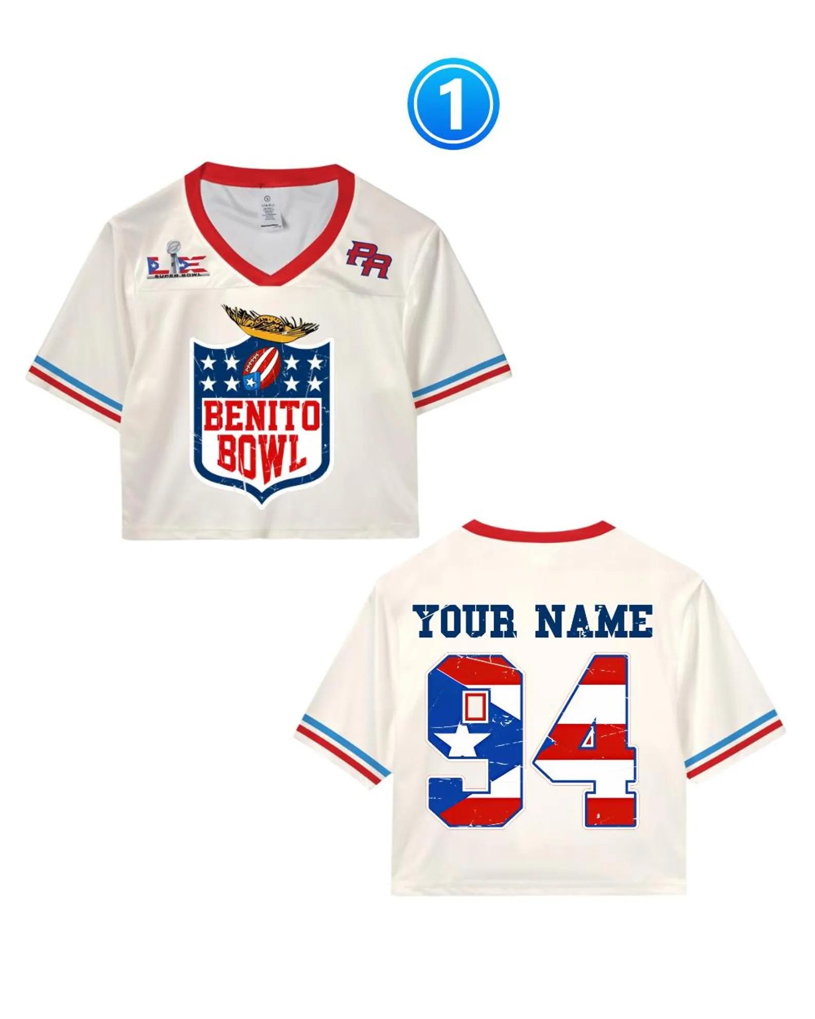 Benito Custom Name and Number Football Jersey Mesh Jersey Croptop Sports Shirt HFN - Image 3
