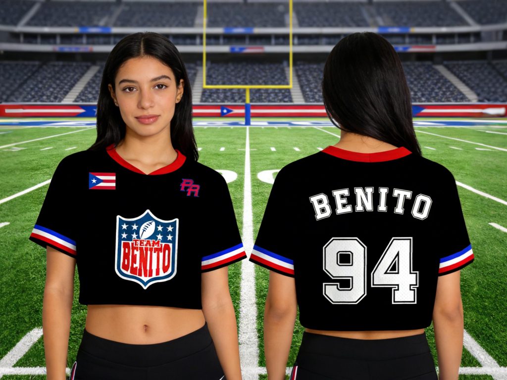 Personalized Benito Puerto Rico Flag Game Day Outfit Football Jersey Mesh Jersey Croptop Sports Shirt HFN