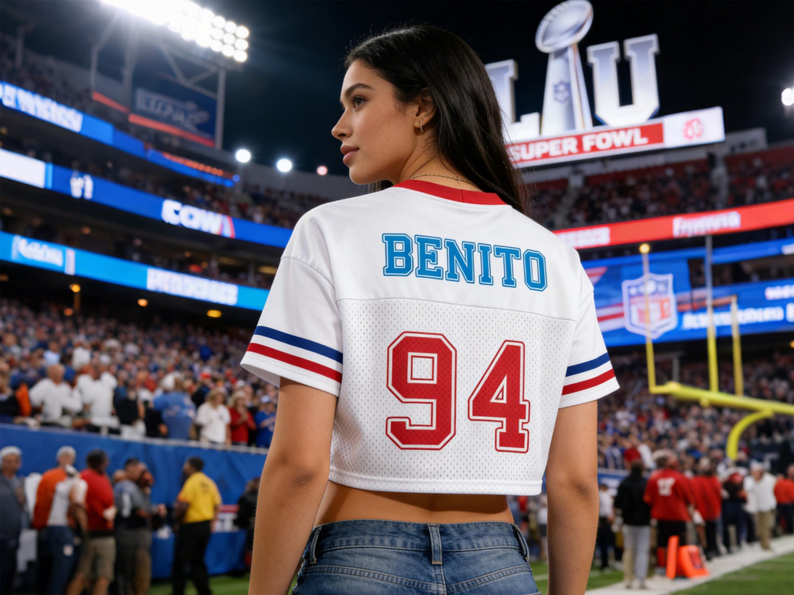 Puerto Rico Team #94 Football Jersey Mesh Jersey Croptop Sports Shirt HFN - Image 3