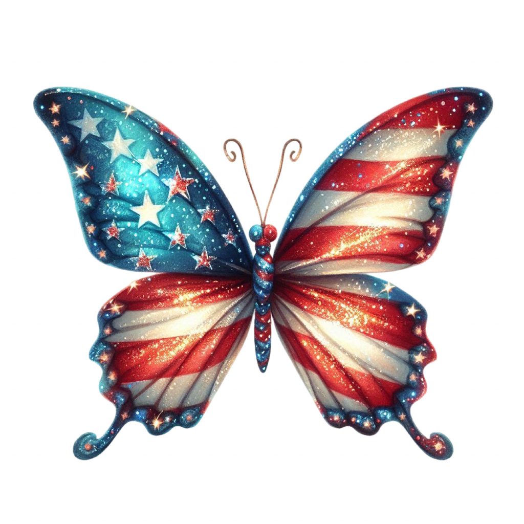 USA Butterfly Sticker NNA, American Flag Car Sticker NNA Patriotic Vinyl Waterproof 4th of July Decoration