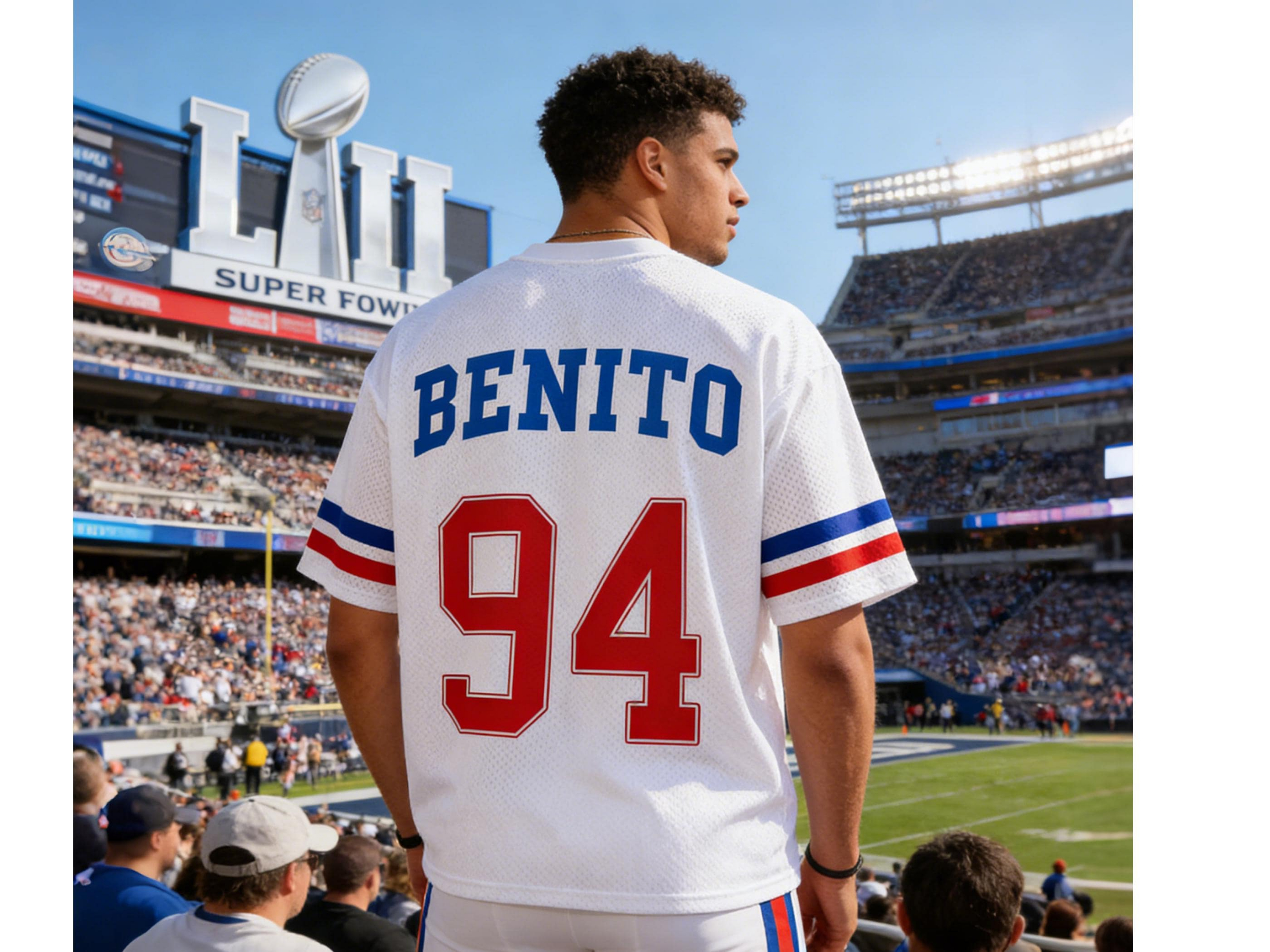 Team Benito 94 Puerto Rico Unisex Boricua Benito Bowl LX Halftime 2026 Football Jersey Mesh Jersey Croptop Sports Shirt HFN - Image 3