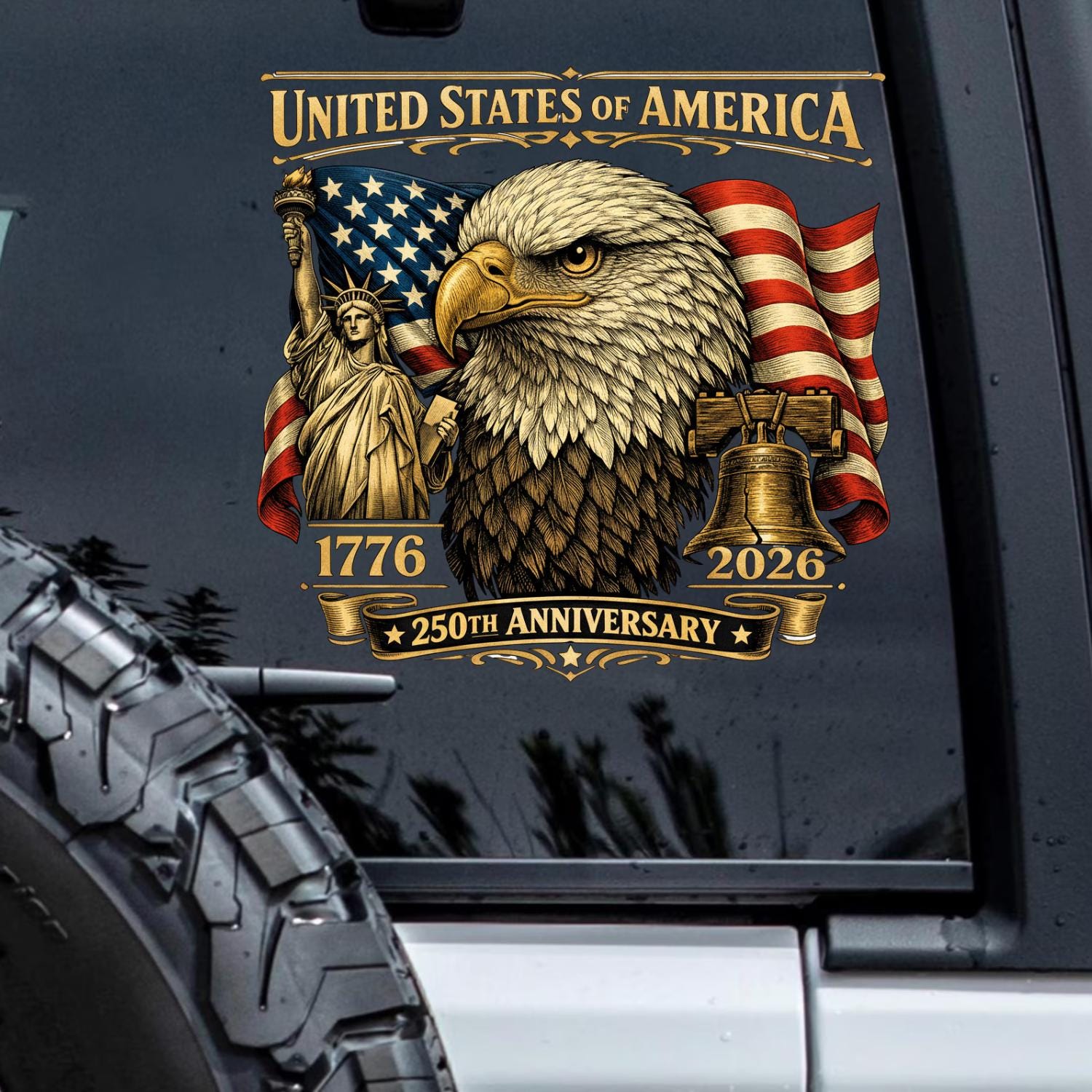 America 250th Semiquincentennial Liberty Bell Patriotic Car Window Decal Sticker 250 Years of Freedom 4th Of July Car Decal Accessories NNA - Image 5