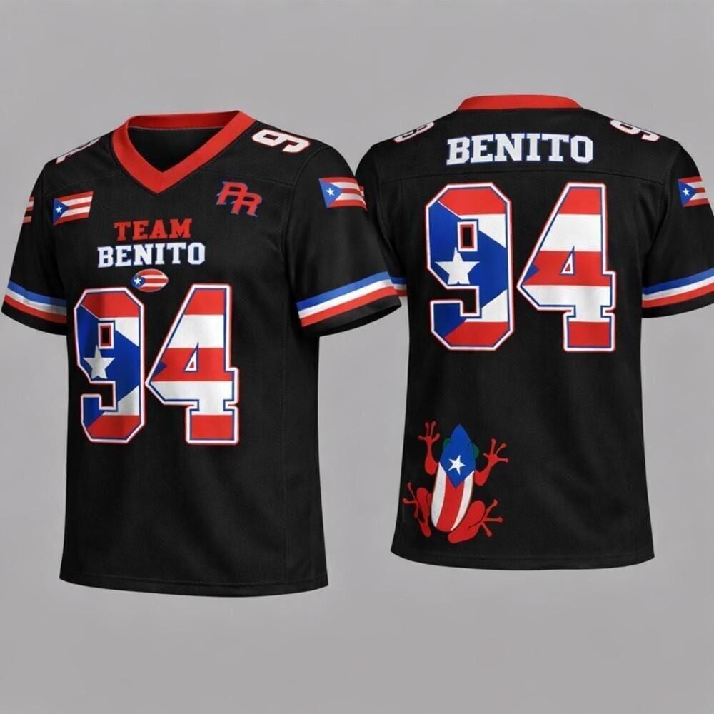 Team Benito 94 Puerto Rico Halftime Fan Gift Football Jersey Mesh Jersey Croptop Sports Shirt HFN - Image 2