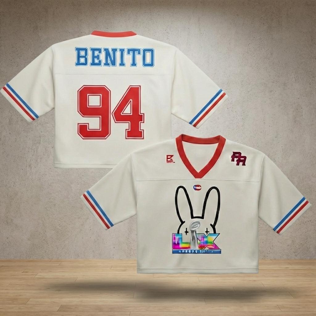 Benito 94 Puerto Rico Flag Football Jersey Mesh Jersey Croptop Sports Shirt HFN