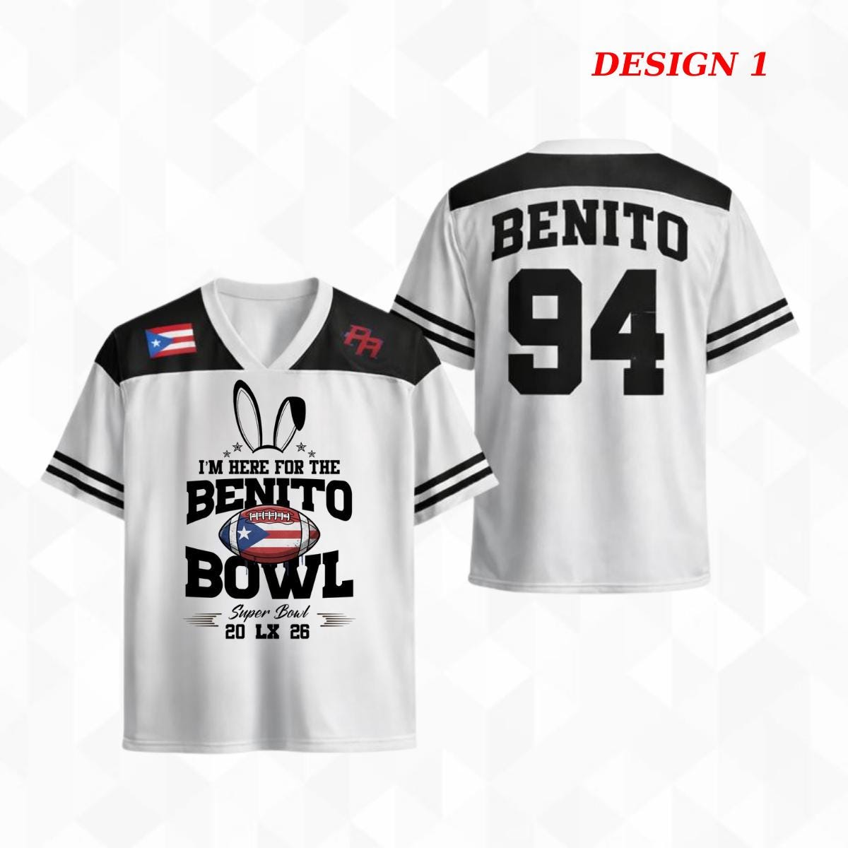 Puerto Rican Here For The Benito Football Jersey Mesh Jersey Croptop Sports Shirt HFN - Image 2