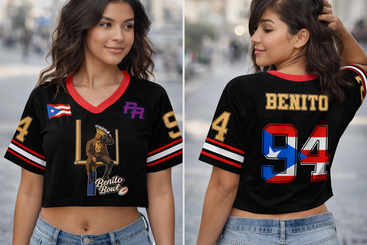Benito Bowl Name and Number Custom Football Jersey Mesh Jersey Croptop Sports Shirt HFN - Image 2