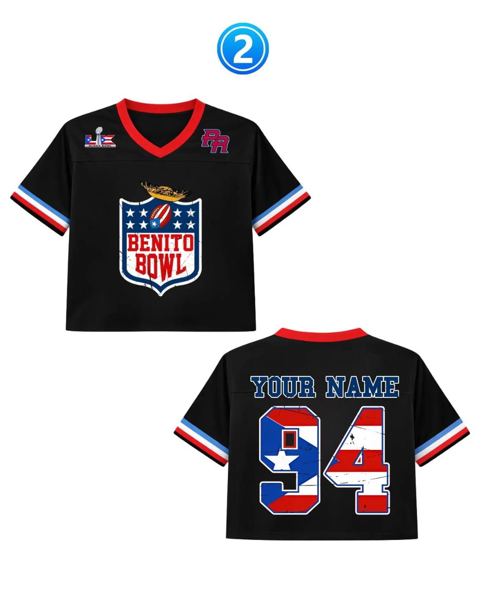 Benito Custom Name and Number Football Jersey Mesh Jersey Croptop Sports Shirt HFN - Image 4