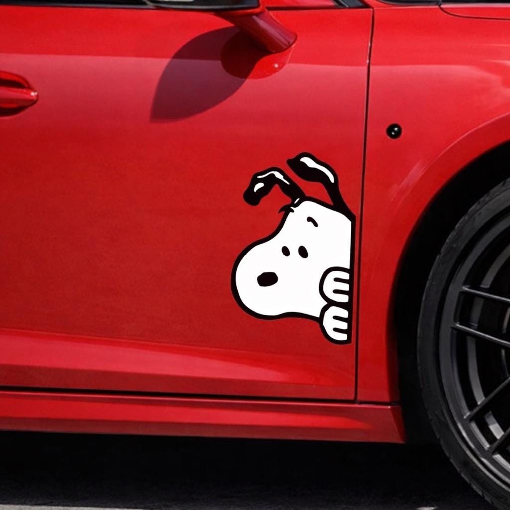 Peeking Snopi Style Cartoon Dog Car Window Decal Sticker NNA Funny Dog Vinyl | Cute Cartoon Sticker NNA Gift - Image 2