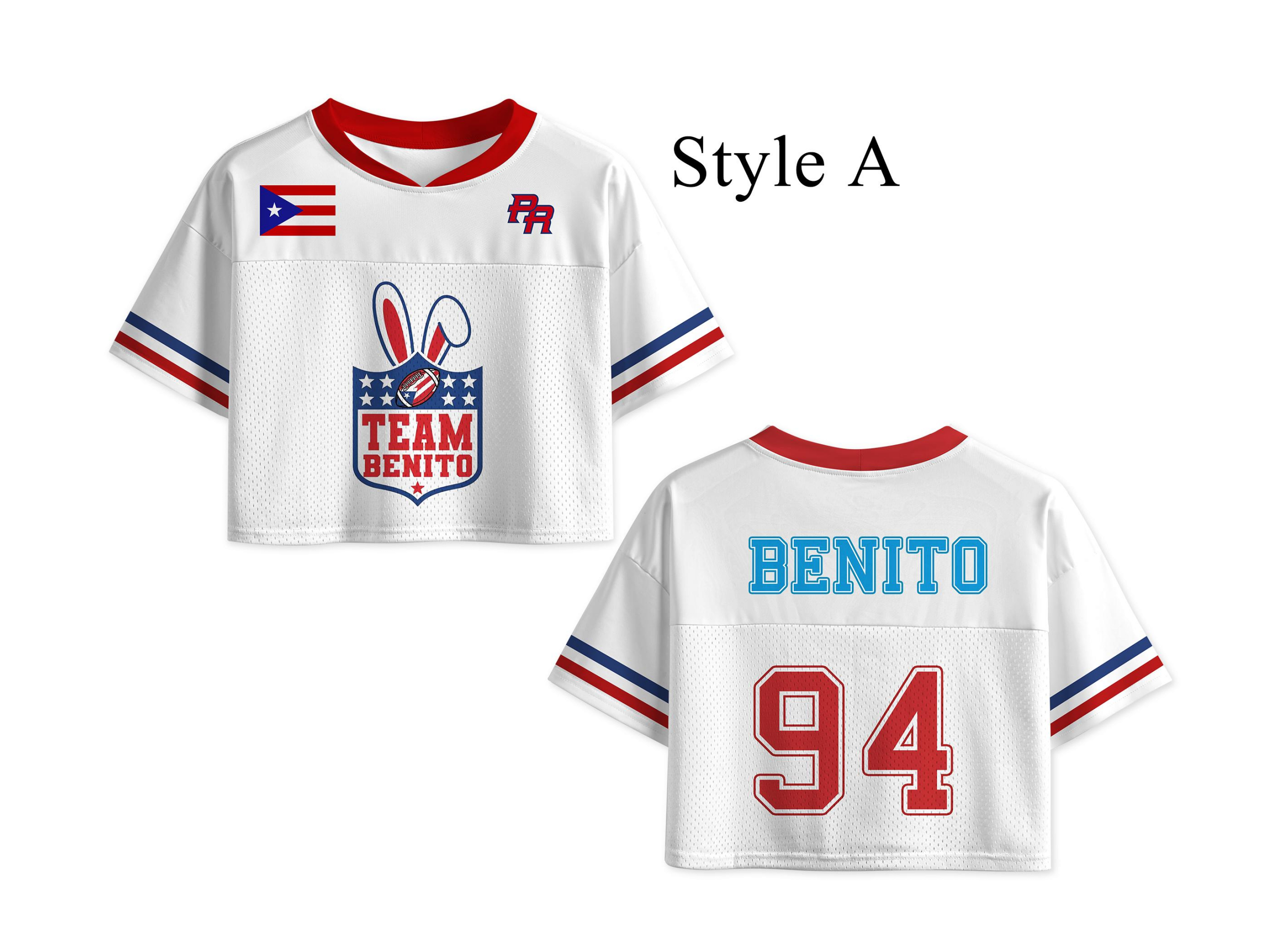 Puerto Rico Team #94 Football Jersey Mesh Jersey Croptop Sports Shirt HFN - Image 4