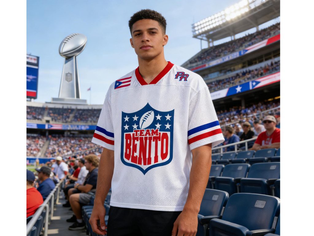 Team Benito 94 Puerto Rico Unisex Boricua Benito Bowl LX Halftime 2026 Football Jersey Mesh Jersey Croptop Sports Shirt HFN