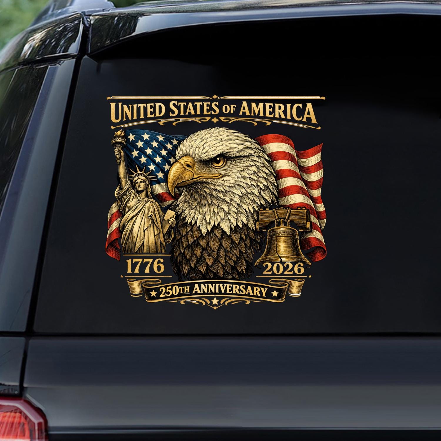 America 250th Semiquincentennial Liberty Bell Patriotic Car Window Decal Sticker 250 Years of Freedom 4th Of July Car Decal Accessories NNA - Image 3