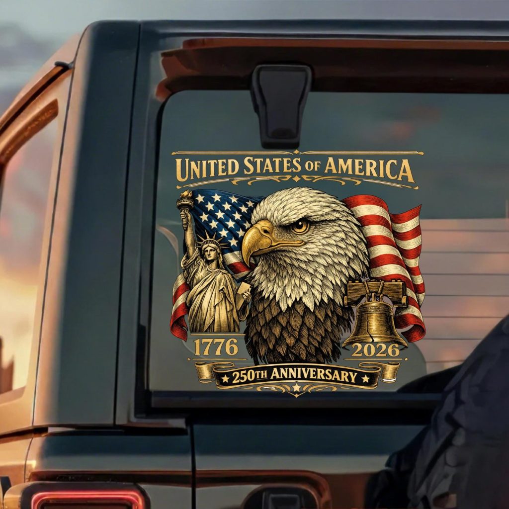 America 250th Semiquincentennial Liberty Bell Patriotic Car Window Decal Sticker 250 Years of Freedom 4th Of July Car Decal Accessories NNA