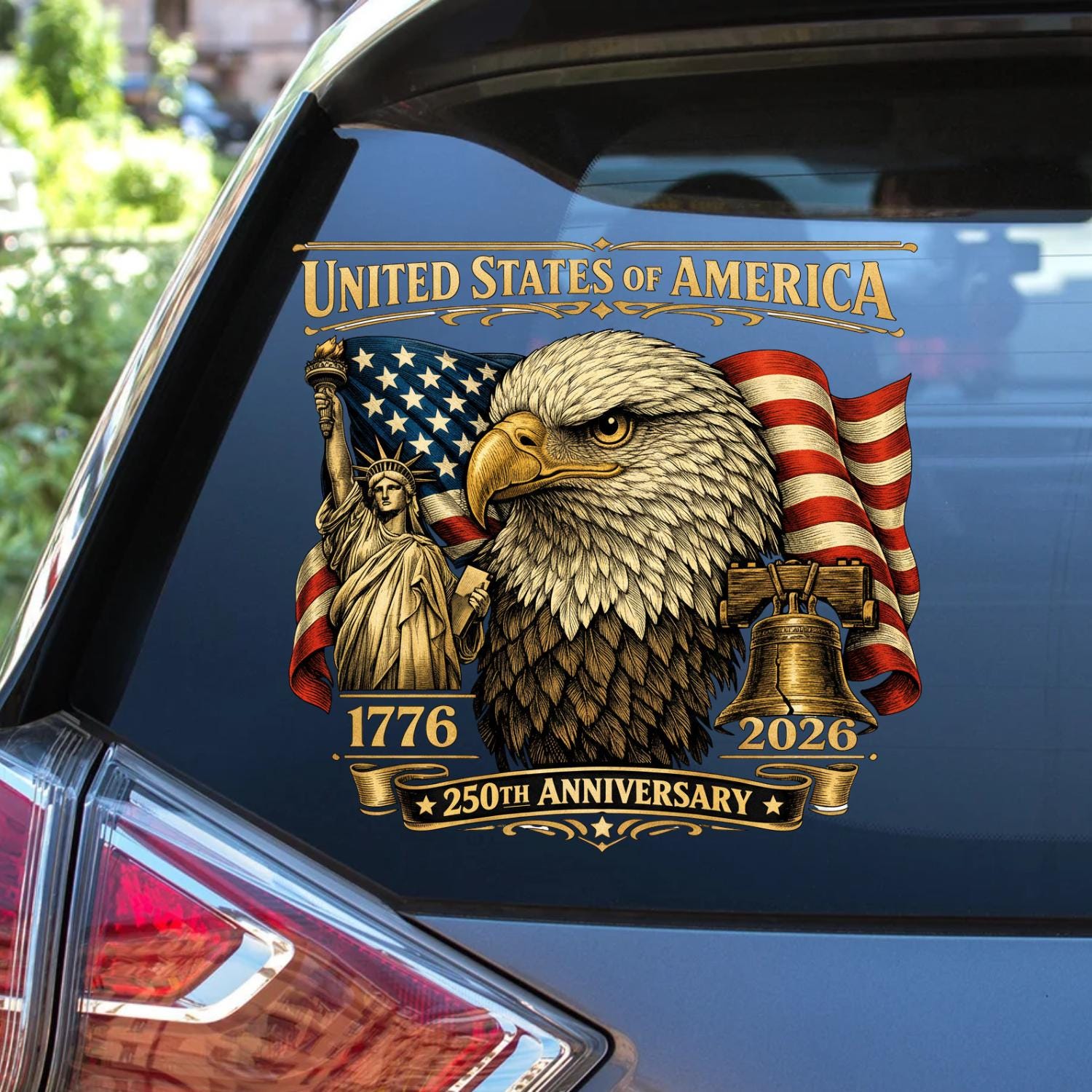 America 250th Semiquincentennial Liberty Bell Patriotic Car Window Decal Sticker 250 Years of Freedom 4th Of July Car Decal Accessories NNA - Image 2