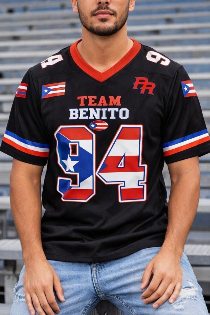 Team Benito 94 Puerto Rico Halftime Fan Gift Football Jersey Mesh Jersey Croptop Sports Shirt HFN
