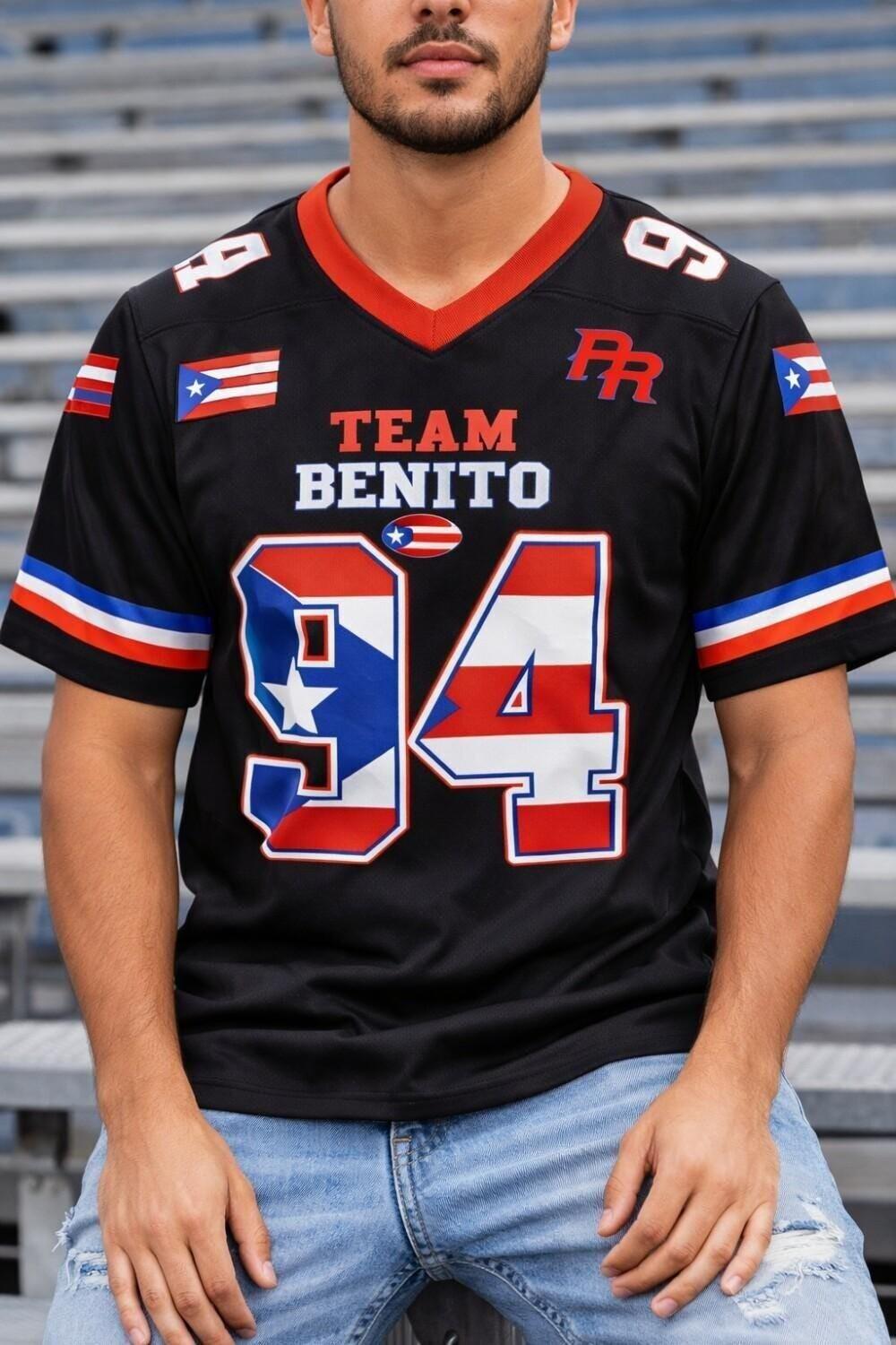 Team Benito 94 Puerto Rico Halftime Fan Gift Football Jersey Mesh Jersey Croptop Sports Shirt HFN