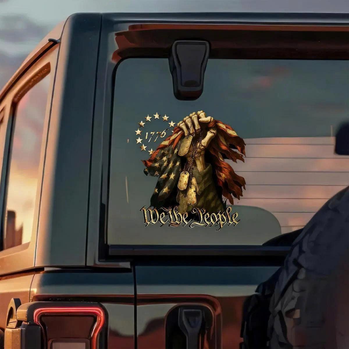 Patriotic 250th Anniversary Car Sticker NNA Skeleton Hand Holding American Flag Window Decal 1776 2026 Freedom Auto Decal Fourth Of July Gift