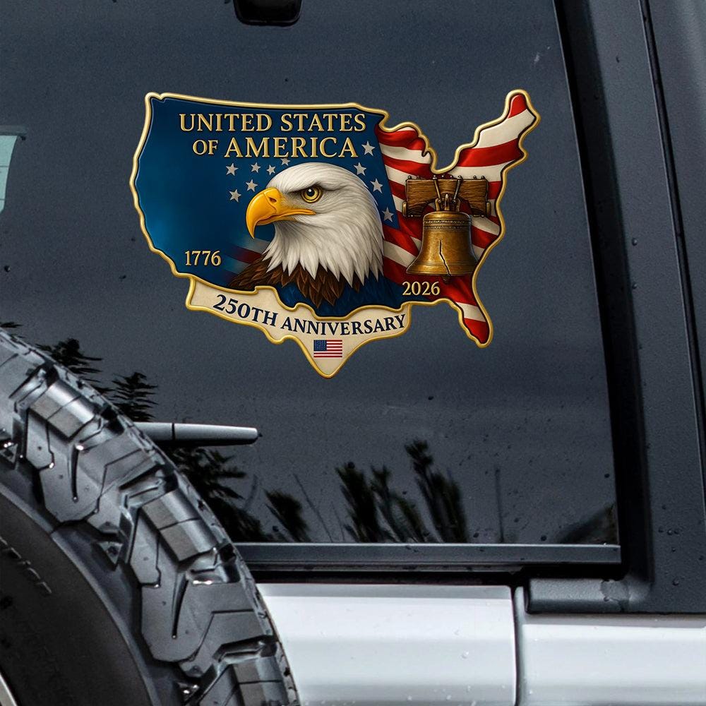 USA 250th Anniversary Car Decal Patriotic Eagle Liberty Bell Window Sticker NNA - Image 2