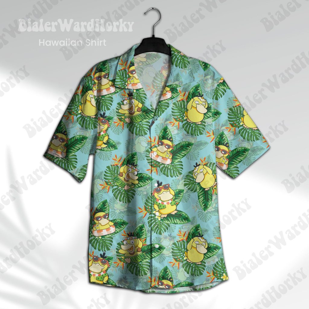 Psyduck Hawaii Hawaiian Shirt HG  - Palm Tree Anime Manga Aloha Shirt HG  Video Game Gifts